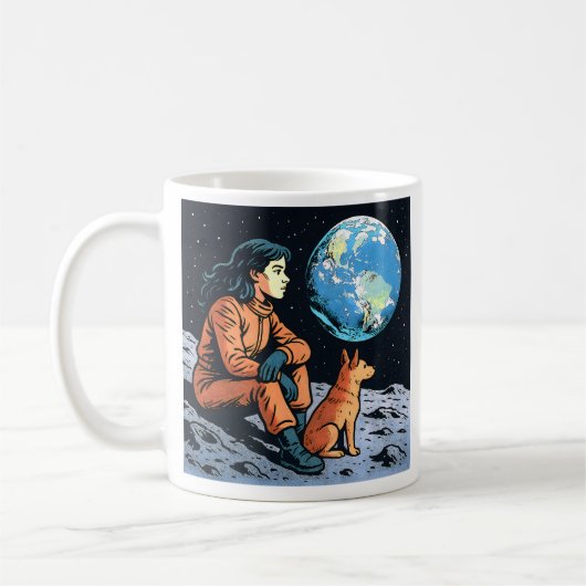 Kosmischer Kaffee mit meinem Hund Kaffeetasse (Links)
