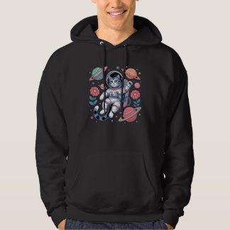 Kosmischer Katstronaut im Neon Space Vaporwave Hoodie
