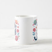 Kosmischer Katstronaut im Neon Space Vaporwave Kaffeetasse (Mittel)