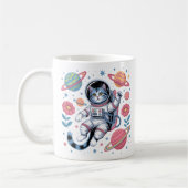 Kosmischer Katstronaut im Neon Space Vaporwave Kaffeetasse (Links)