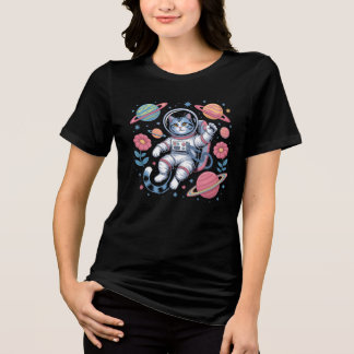 Kosmischer Katstronaut im Neon Space Vaporwave Tri-Blend Shirt