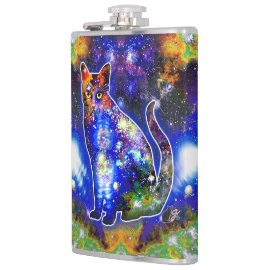 Kosmischer Katzenepsilon Flachmann (Links)