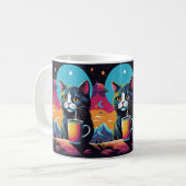 Kosmischer Katzenkaffee Kaffeetasse (Vorderseite Links)