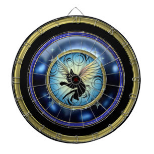 Kosmischer Katzenmond und Sterne Dartscheibe