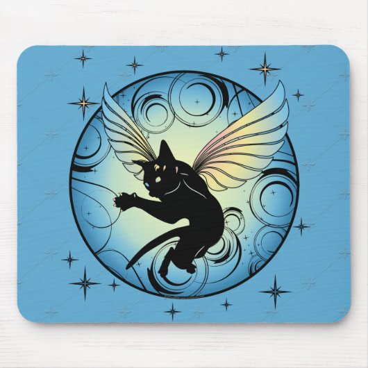 Kosmischer Katzenmond und Sterne Mousepad (Vorne)