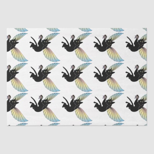 Kosmischer Katzenmond und Sterne Seidenpapier (Vorderseite)