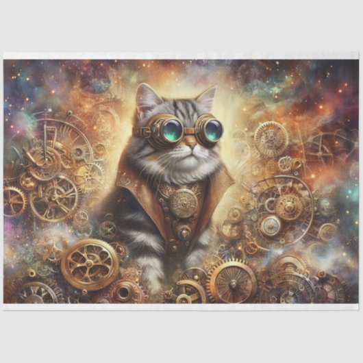 Kosmischer Katzenraum - Weltdekoutseite Seidenpapier (Vorderseite)