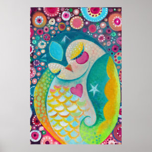 Kosmischer Klempner - Schläfriges Owl Art Poster
