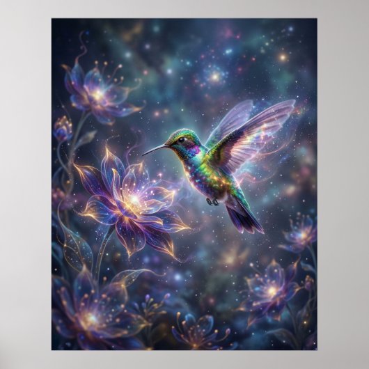 Kosmischer Kolibri Sternenblüte Poster (Vorne)