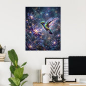 Kosmischer Kolibri Sternenblüte Poster (Heimbüro)