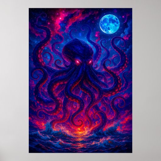 Kosmischer Kraken aus der Ozeanfantasie Poster (Vorne)