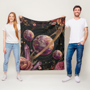 Kosmischer Kristallberingter Planet Fantasie Kunst Fleecedecke