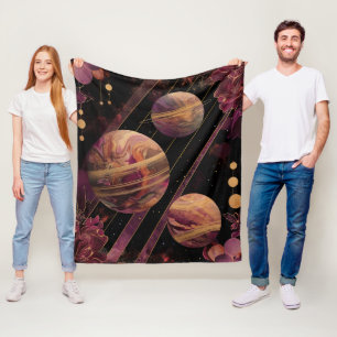 Kosmischer Kristallberingter Planet Fantasie Kunst Fleecedecke