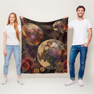 Kosmischer Kristallberingter Planet Fantasie Kunst Fleecedecke