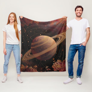 Kosmischer Kristallberingter Planet Fantasie Kunst Fleecedecke