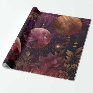 Kosmischer Kristallberingter Planet Fantasie Kunst Geschenkpapier