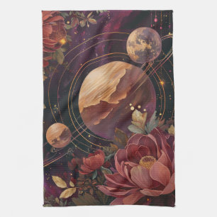 Kosmischer Kristallberingter Planet Fantasie Kunst Geschirrtuch
