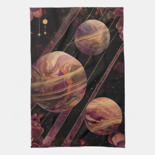 Kosmischer Kristallberingter Planet Fantasie Kunst Geschirrtuch