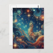 Kosmischer Lama auf der Sky Postcard Postkarte (Vorne/Hinten)
