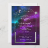 Kosmischer Lila Aquamariner Silver Sun Moon Astron Einladung (Vorderseite)