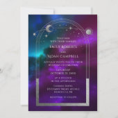 Kosmischer Lila Aquamariner Silver Sun Moon Astron Einladung (Vorderseite)