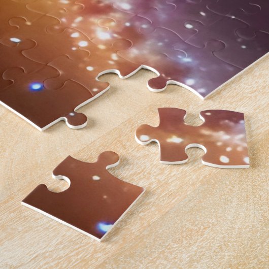 Kosmischer Lila blauer Nebel Gaswolken galaktisch Puzzle (Seite)