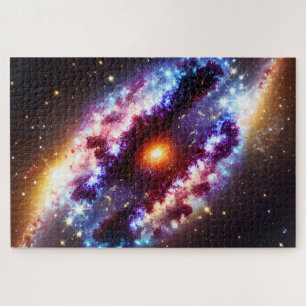 Kosmischer Lila blauer Nebel Gaswolken galaktisch Puzzle