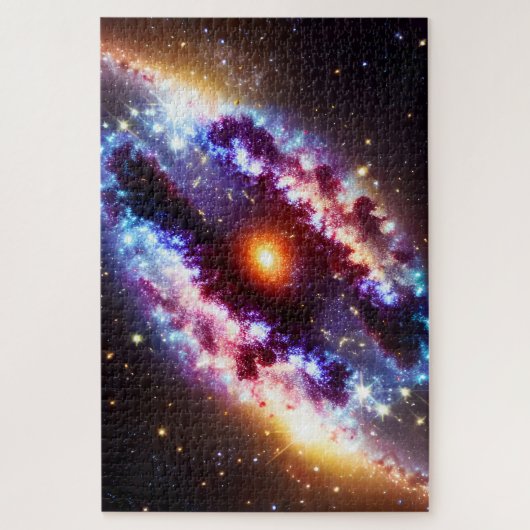 Kosmischer Lila blauer Nebel Gaswolken galaktisch Puzzle (Vertikal)