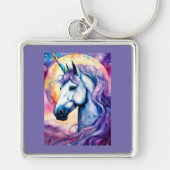 Kosmischer Lila Einhorn-Schlüsselanhänger Schlüsselanhänger (Vorne)