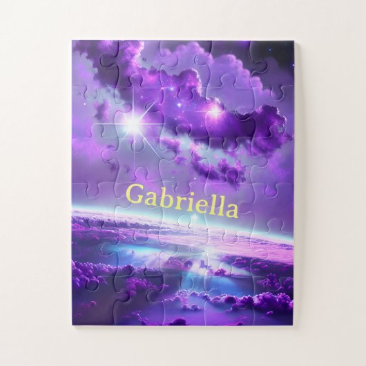 Kosmischer Lila Violettnebel Wolken im Weltraum Puzzle (Vertikal)