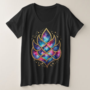 Kosmischer Mermaid-Schwanz Große Größe T-Shirt