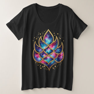 Kosmischer Mermaid-Schwanz Große Größe T-Shirt