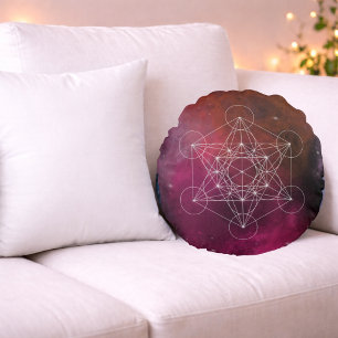 Kosmischer Metatron Heilige Geometrie Rundes Kissen