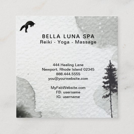 *~* kosmischer Mond, der Fox-RegenbogenShaman Quadratische Visitenkarte (Rückseite)