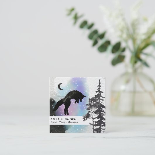 *~* kosmischer Mond, der Fox-RegenbogenShaman Quadratische Visitenkarte (Stehend Vorderseite)