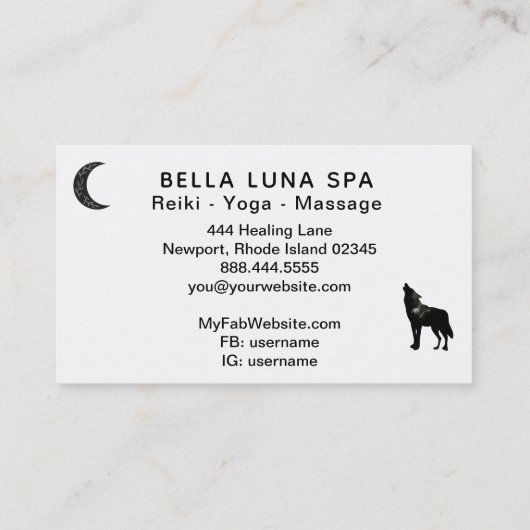 *~* Kosmischer Mond - Howling Wolf Regenbogen Kief Visitenkarte (Rückseite)