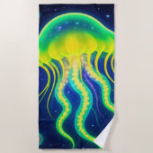 Kosmischer Neon Jellyfish Strandtuch (Vorderseite)