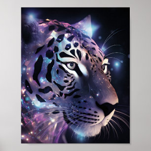 Kosmischer Neon-Leopard – Fantasy-Großkatzenkunst Poster