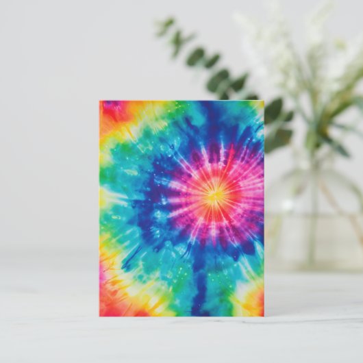 Kosmischer Neon-Regenbogen-gefärbte Krawatte Postkarte (Stehend Vorderseite)