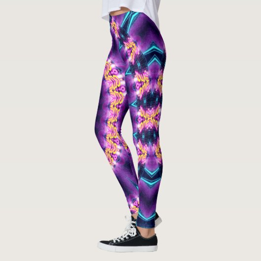 Kosmischer Neonsonnenblume Blacklight RaveMandala Leggings (Links)