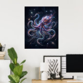 Kosmischer Oktopus Sternenabgrund Poster (Heimbüro)