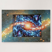Kosmischer Orange- und Blauer Weltraum-Impressioni Puzzle (Horizontal)