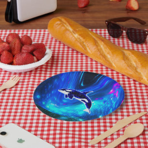 Kosmischer Orca Pappteller