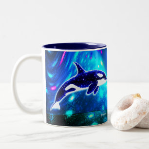 Kosmischer Orca Zweifarbige Tasse