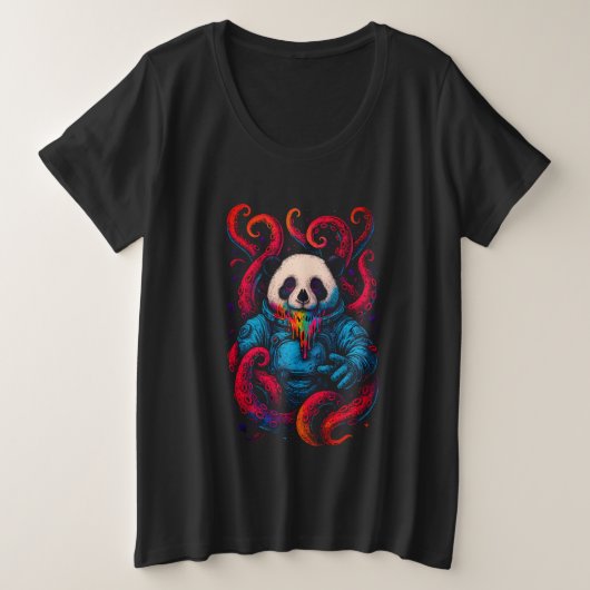 Kosmischer Panda Kraken Große Größe T-Shirt (Design vorne)