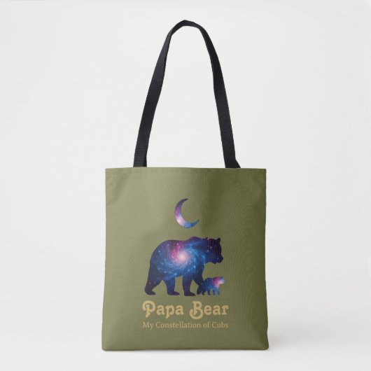 Kosmischer Papa Bär & Jungtier Tasche (Vorderseite)