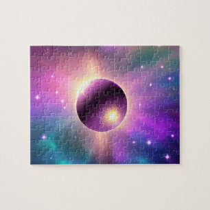Kosmischer perfekter Lila Planet, der das Universu Puzzle