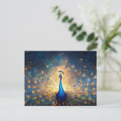 Kosmischer Pfau mit Sternenfedern Postkarte (Stehend Vorderseite)