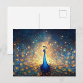 Kosmischer Pfau mit Sternenfedern Postkarte (Vorne/Hinten)
