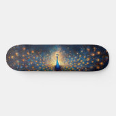 Kosmischer Pfau mit Sternenfedern Skateboard (Horizontal)